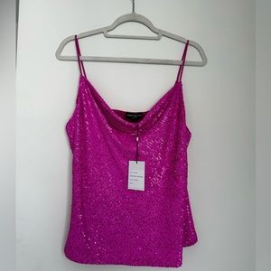 Hot pink sequence shirt with tags